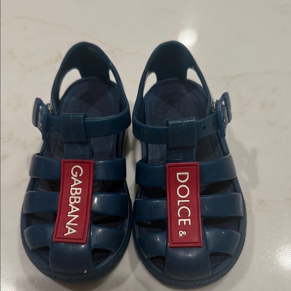 Dolce & Gabbana Kids Navy and Red Sandals